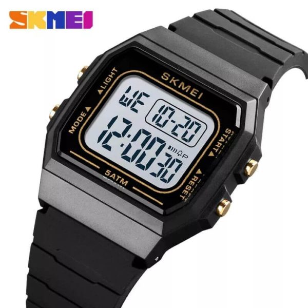 SKMEI 1683 Digital Movement Small Dial LED Square Shape Unisex Watch - Black/White