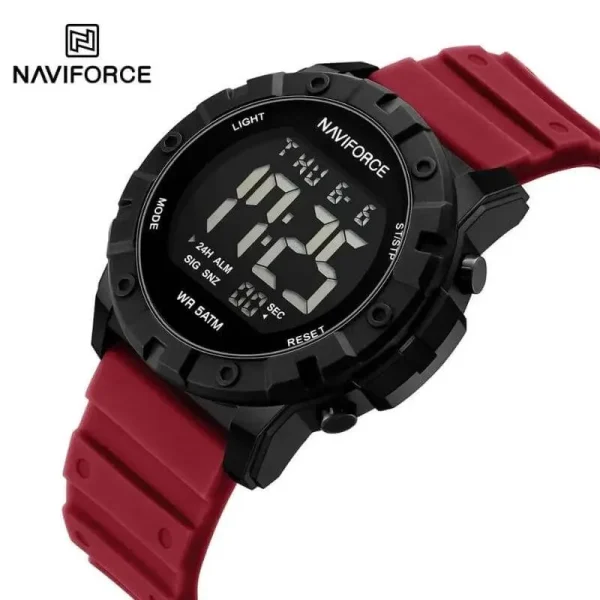 NaviForce NF7110 Business Fashion Digital Movement Silicon Strap Watch For Men - Red