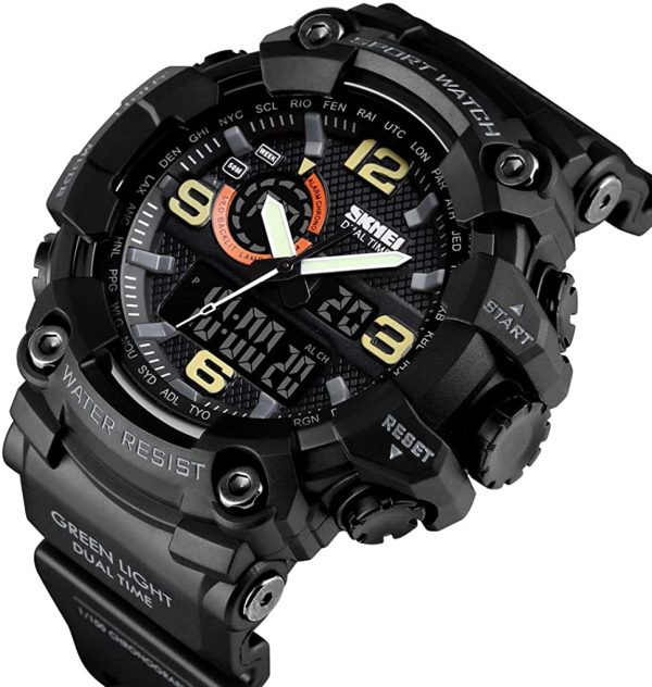 SKMEI 1520 New Multifunction LED Light Waterproof Dual Display Sport Watch For Men - Black