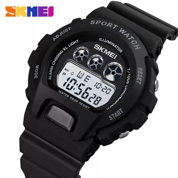 SKMEI 1775 Unisex Fashion Digital Luminous Display Chronograph Waterproof Sport Watch - Black