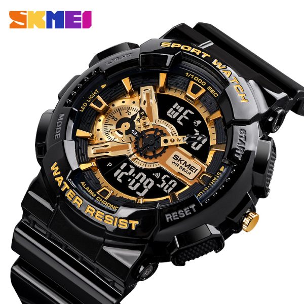 SKMEI 1688 Sports Fashion Chronograph Dual Display Alarm EL Light Watch For Men - RoseGold/Black