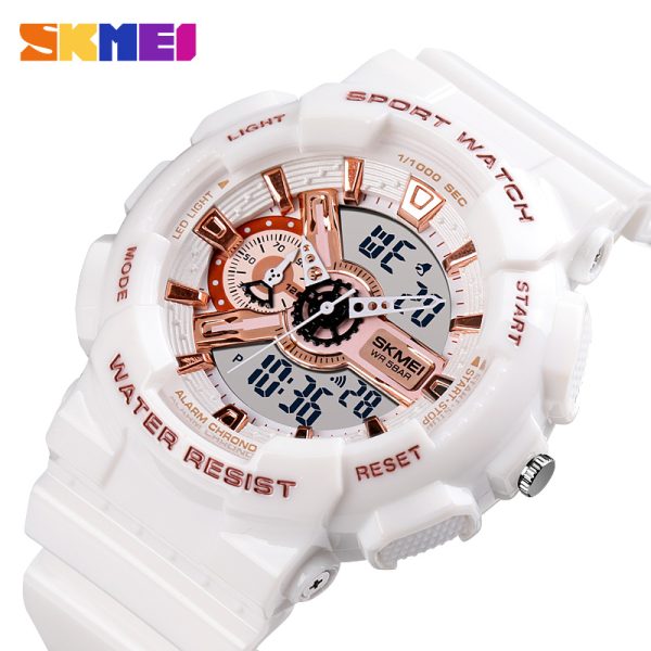 SKMEI 1688 Sports Fashion Chronograph Dual Display Alarm EL Light Watch For Men - White