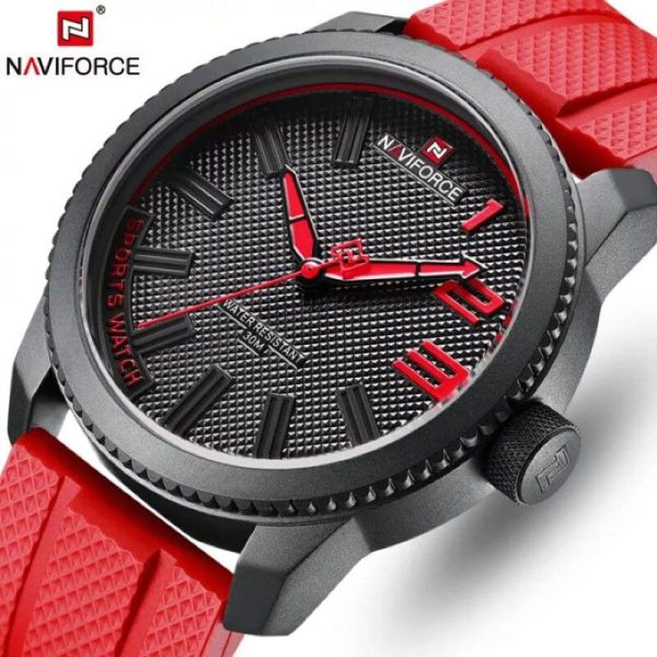 NaviForce NF9202T Men's Creative Design Fashion Silicone Strap Analog Watch - Red