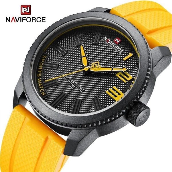 NaviForce NF9202T Men's Creative Design Fashion Silicone Strap Analog Watch - Yellow