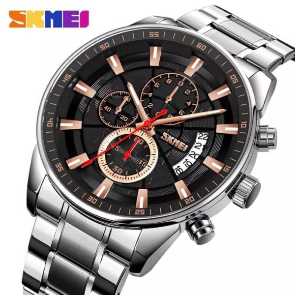 SKMEI 9285 Men's Business Multifunction Date Display Chronograph Stainless Steel Watch - Black/Silver