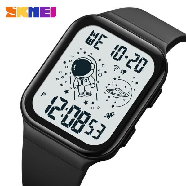 SKMEI 1863 Men's Sports Digital Square Dial Creative Astronaut Military Multifunction Watch - Black/White