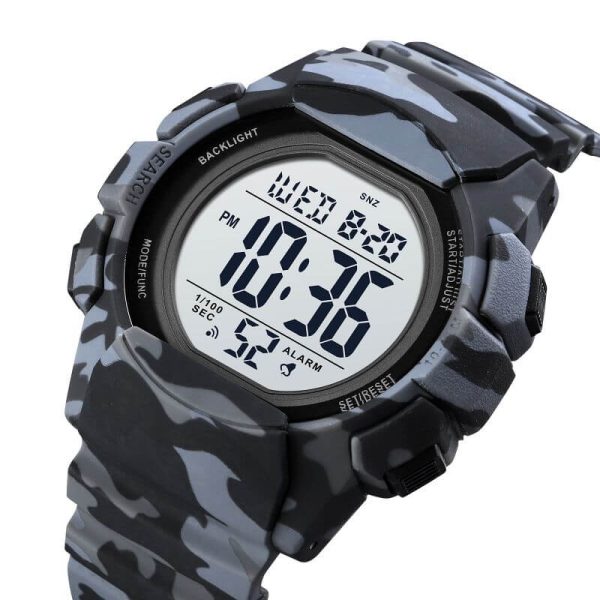 SKMEI 1771 LED Light Display Electronic Military Countdown Sport Watch For Men - Grey