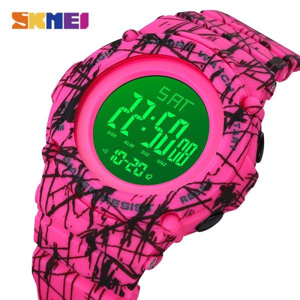 SKMEI 1957 Men's Military Stopwatch Alarm Calendar LED Chronograph Sport Digital Wristwatch - Pink