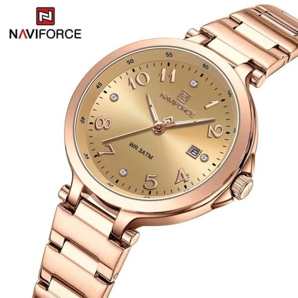 NaviForce NF5033 Women's Minimal Elegant Design Date Display Stainless Steel Watch - Rosegold