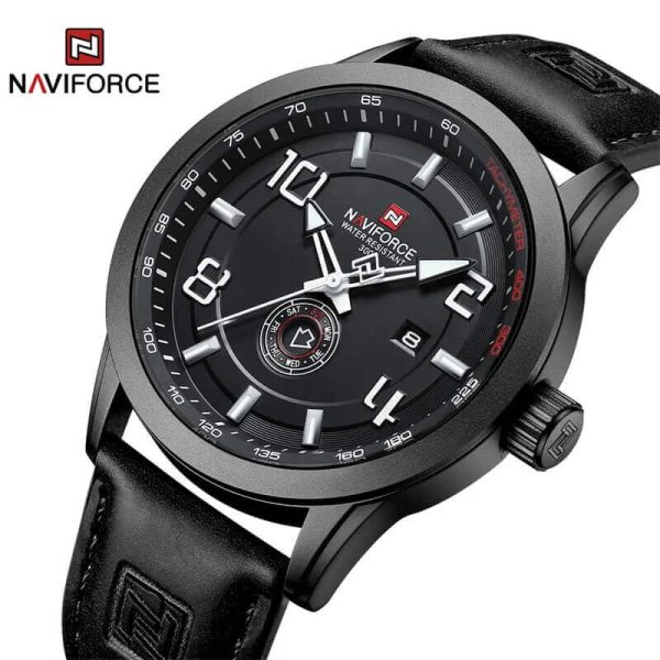 NaviForce NF9229 Classic Business Lumnious Date Day Function Analogue Quartz Wristwatch For Men - White/Black