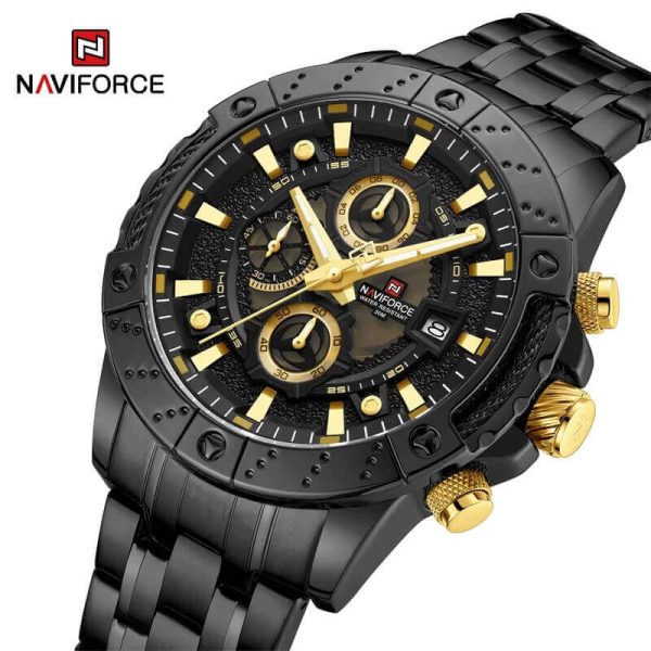 NaviForce NF9227 Men's Fashion Luxury Date Display Stainless Steel Chronograph Watch - Golden/Black