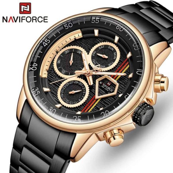 NAVIFORCE NF9184 Men's Original Business Stainless Steel Chronograph Wristwatch  - Rosegold/Black