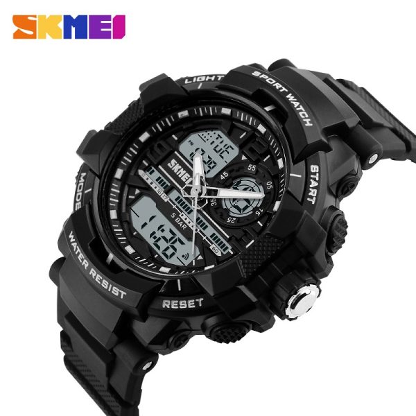 SKMEI 1164 Sports Digital LED Dual Display Alarm Chrono Backlight Waterproof Watches For Men - Black