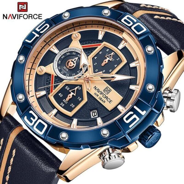 NAVIFORCE NF8018 Modern Casual Design Multi-function Chronograph Watch For Men  - Blue