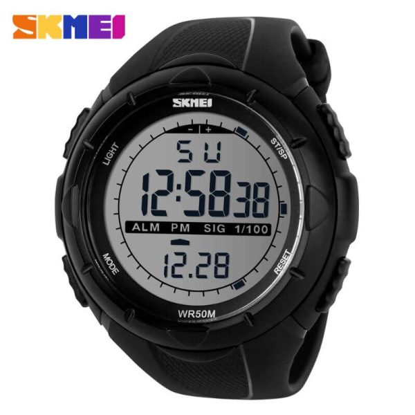 SKMEI 1025 Sport Military LED Digital Multifunction Large Dial Wristwatches For Men - Black