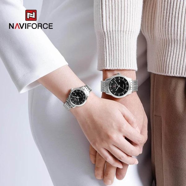 NaviForce NF9228 Business Fashion Quartz Date Display Stainless Steel Watch For Couple - Black/Silver - Image 2