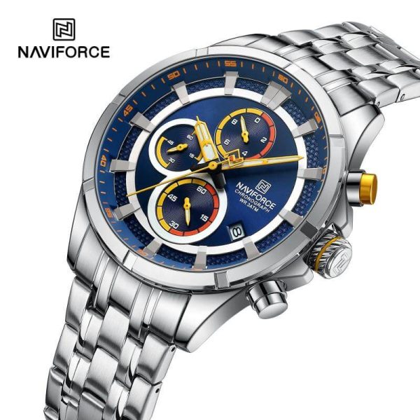 NaviForce NF8046 Business Chronograph Lumnious Date Display Stainless Steel Watch For Men - Blue/Silver