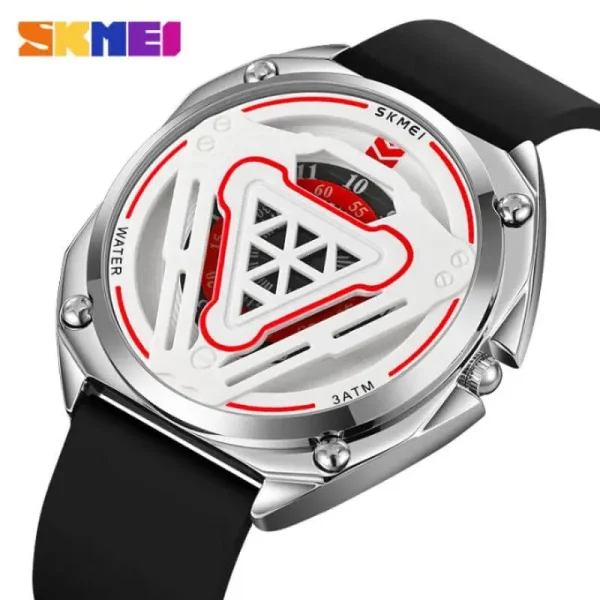 SKMEI 2062 Fashion Stereoscopic Dial Silicone Strap Creative Pointer Watch For Men - Silver/Black