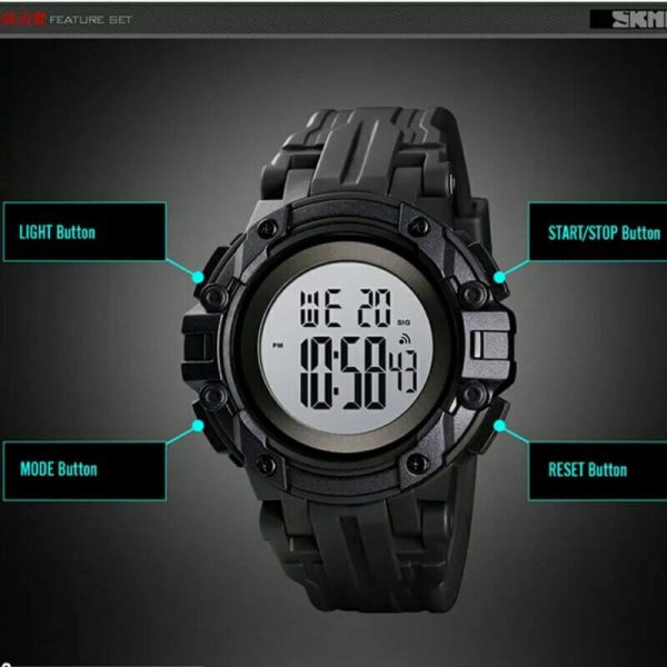 SKMEI 1545 Sport Men Alarm Clock Waterproof Luminous Display Digital Wrist Watch - Image 3