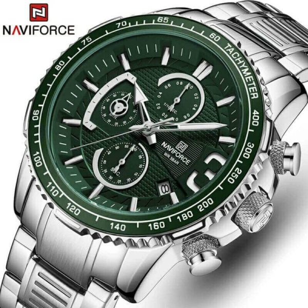 NAVIFORCE NF8017 Men's Business Multifunction Stainless Steel Quartz Watch - Green