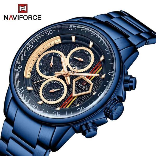 NAVIFORCE NF9184 Men's Original Business Stainless Steel Chronograph Wristwatch  - Blue