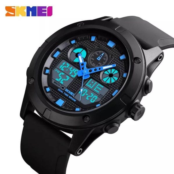 SKMEI 1514 Multifunction Outdoor Digital Analog Luminous Complete Calendar Wristwatch For Men - Black/Blue