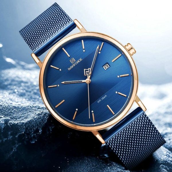 NAVIFORCE NF3008 Date Function Stylish Elegant Casual Quartz Watch For Men - Blue - Image 2