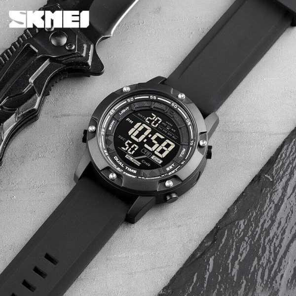 SKMEI 1762 Digital Multifunction Waterproof 2 Time Luminous Watch For Men - Black - Image 7