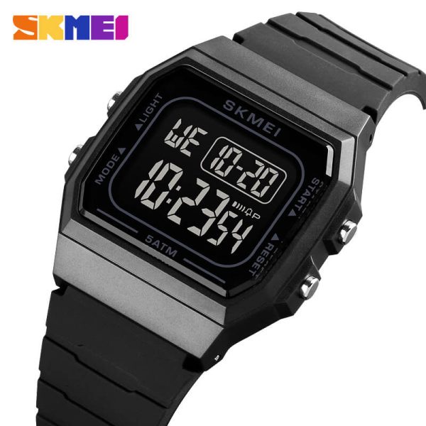 SKMEI 1683 Digital Movement Small Dial LED Square Shape Unisex Watch - Black