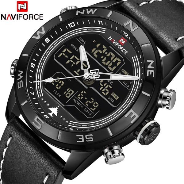 NaviForce NF9144 Double Time Digital/Analog Quartz Watch for Men – Black