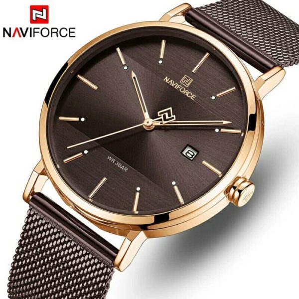 NAVIFORCE NF3008 Date Function Stylish Elegant Casual Quartz Watch For Women - Coffee