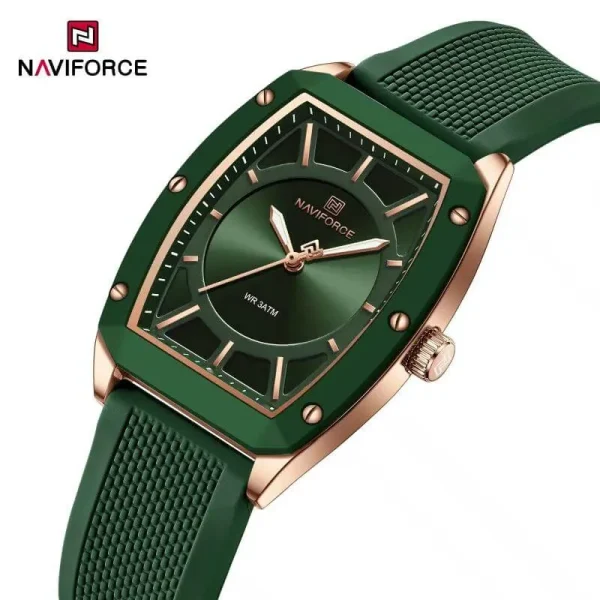 NaviForce NF5049 Simple Elegant Minimalist Barrel Shaped Quartz Movement Women's Watch - Rosegold/Green