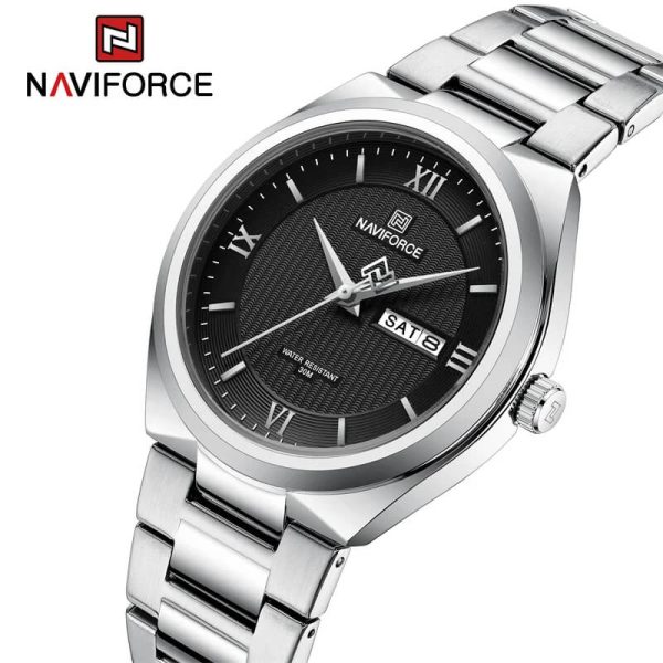 NaviForce NF8030 Men's Simple Elegant Stainless Steel Business Day Date Display Watch - Black/Silver