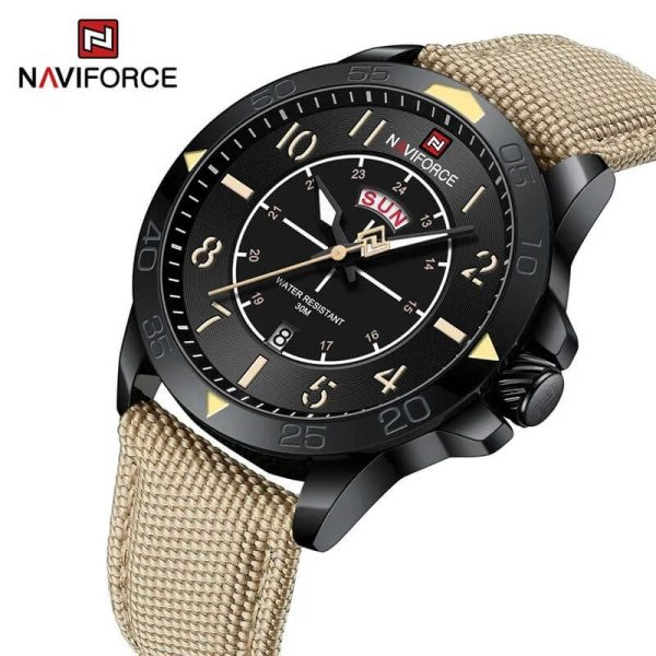 NaviForce NF9204 Stylish Day Date Display Nylon Strap Military Watch For Men - Brown