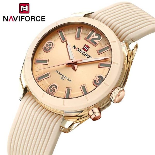 NaviForce NF7103 Fashion Casual Silicon Strap Luminious Watch For Women - Beige