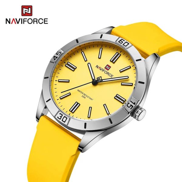 NaviForce NF5041 Women's Simple Analog Silicone Strap Round Dial Luminous Watch - Silver/Yellow