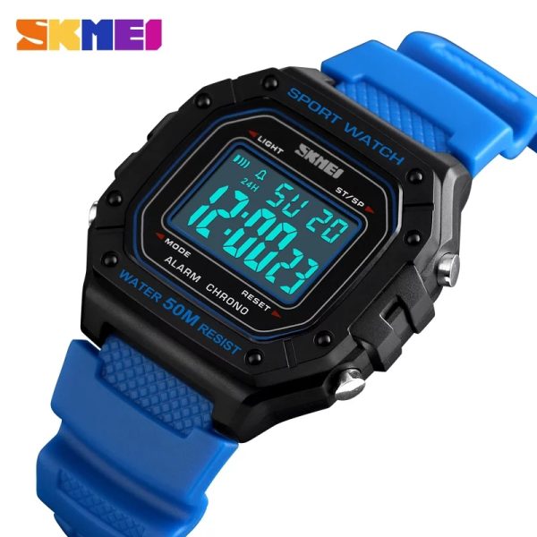 SKMEI 1496 Multifunction 50M Waterproof Digital Sporty Watch with Silicone Strap For Men - Blue