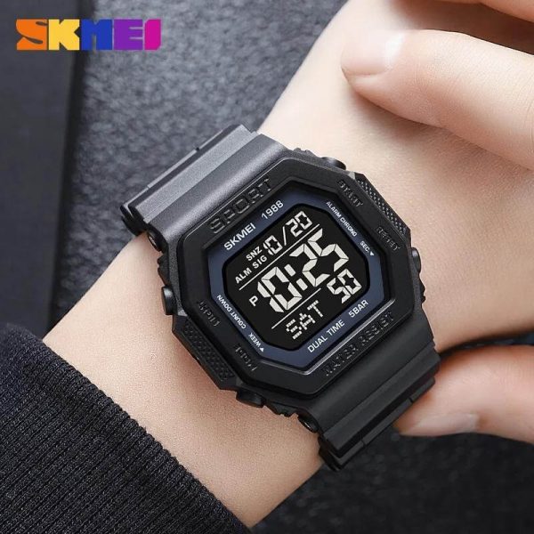 SKMEI 1988 Fashion Military Sports Back Light Digital Countdown Watch For Men -  Black - Image 2