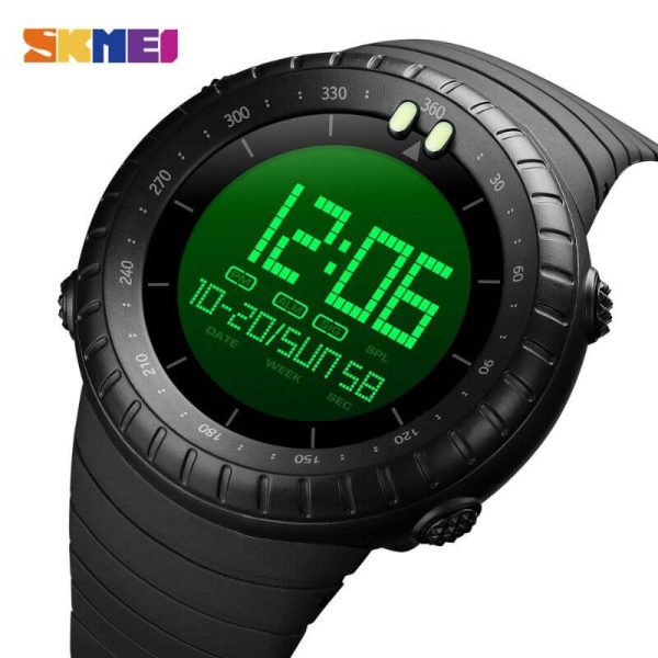 SKMEI 1992 Digital LED Display Sport 50M Waterproof Dual Display Watch For Men -  Black