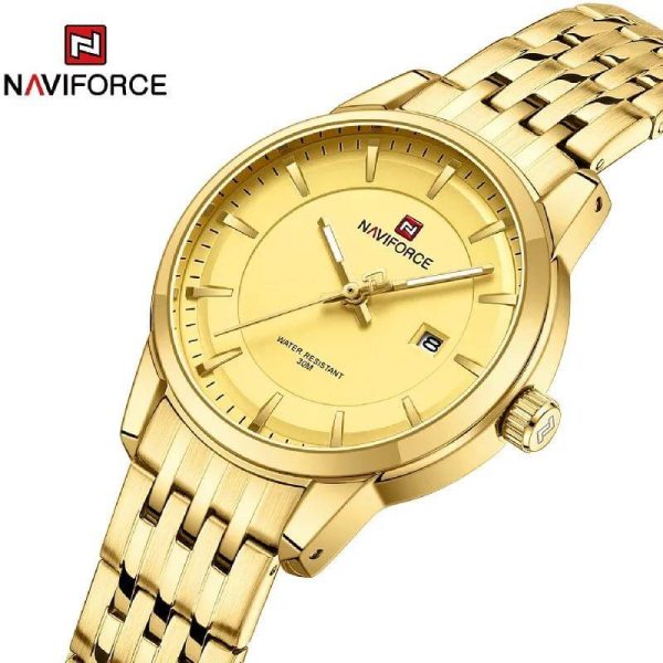 NaviForce NF9228 Business Fashion Quartz Date Display Stainless Steel Watch For Men - Golden