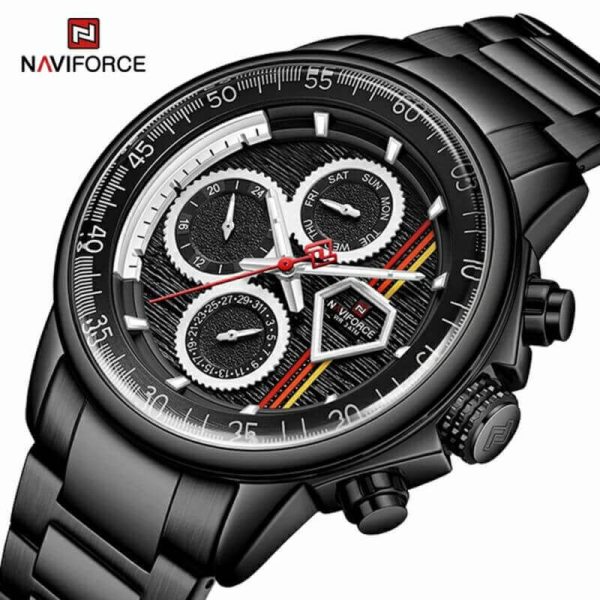 NAVIFORCE NF9184 Men's Original Business Stainless Steel Chronograph Wristwatch  - Black