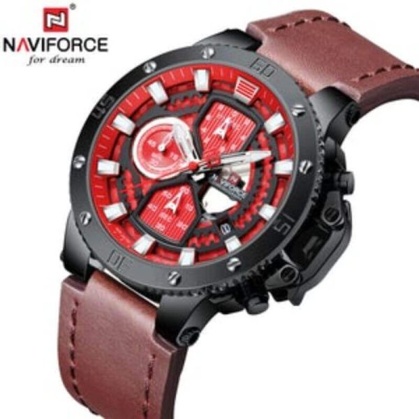 NaviForce NF9159 MultiFunction Luxury Chronograph Watch  For Men – Red