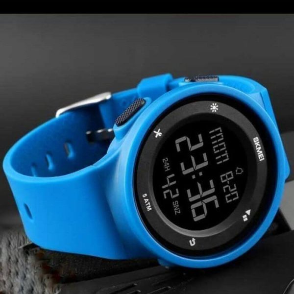 SKMEI 1445 Countdown Electronic Silicone LED Digital Sport Unisex Watch - Blue - Image 3