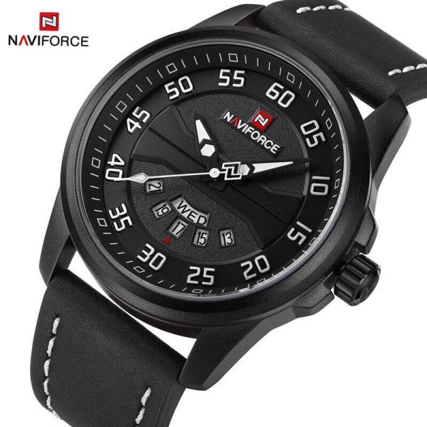 NaviForce NF9124 Day Date Function Analog Watch for Men – White/Black