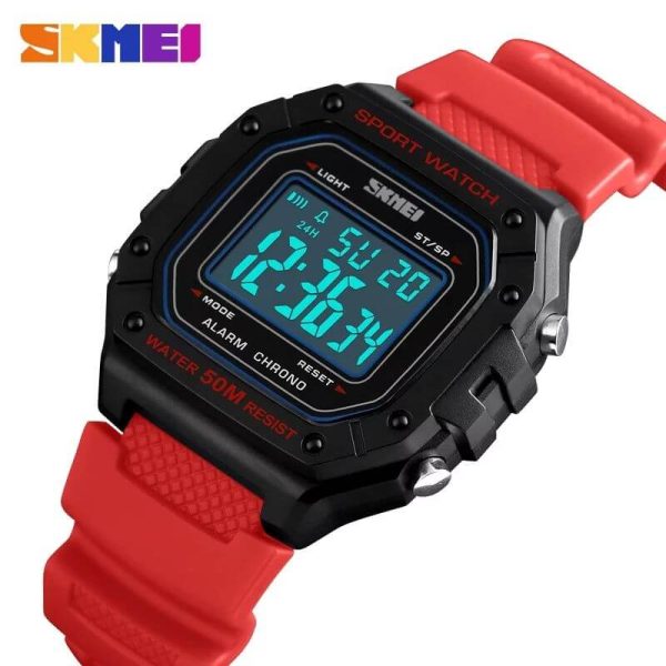 SKMEI 1496 Multifunction 50M Waterproof Digital Sporty Watch with Silicone Strap For Men - Red