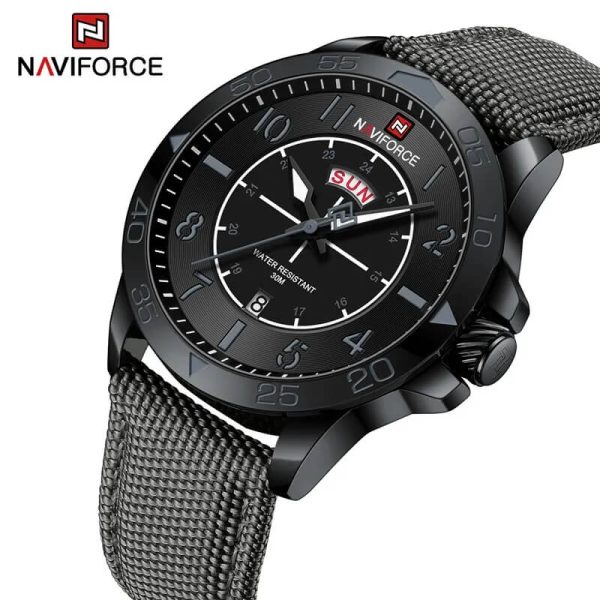 NaviForce NF9204 Stylish Day Date Display Nylon Strap Military Watch For Men - Black