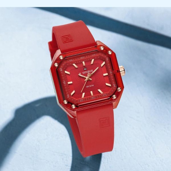 NaviForce NF7106 Fashion Classic Analog Square Shaped Watch For Women - Red - Image 2