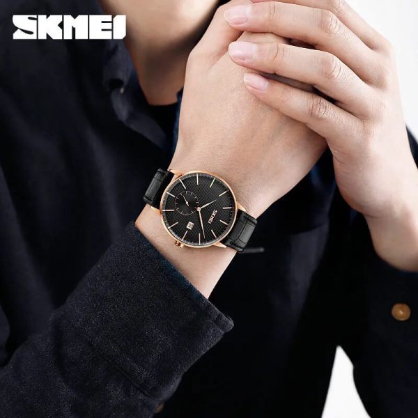 SKMEI 9273 Men's Watch Japan Quartz Movement Date Time Sports Wristwatch - Black - Image 2