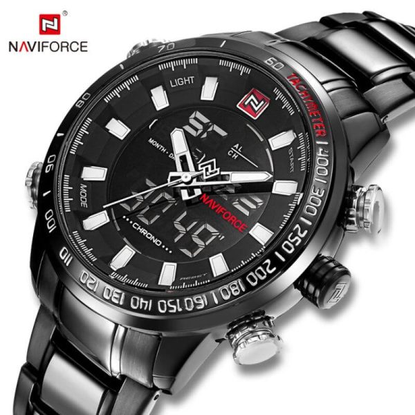 NaviForce NF9093 Stainless Steel Quartz Watch For Men – Black