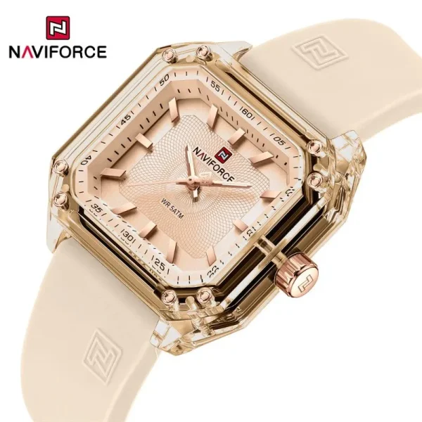 NaviForce NF7106 Fashion Classic Analog Square Shaped Watch For Women - Rosegold/Beige